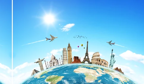 Illustration of international destinations and cargo transport